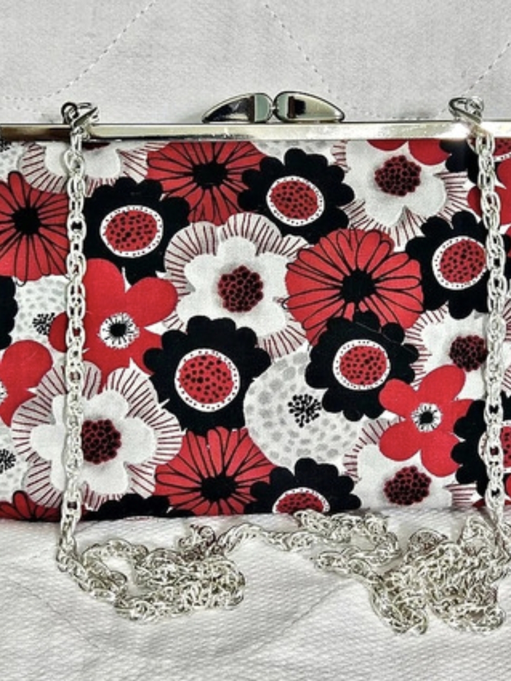 Floral Frame Clutch in Red & Black New